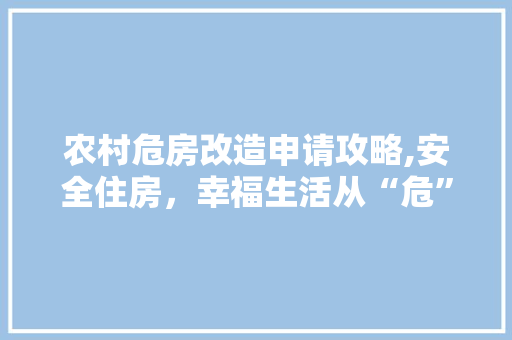 农村危房改造申请攻略,安全住房，幸福生活从“危”变“安”