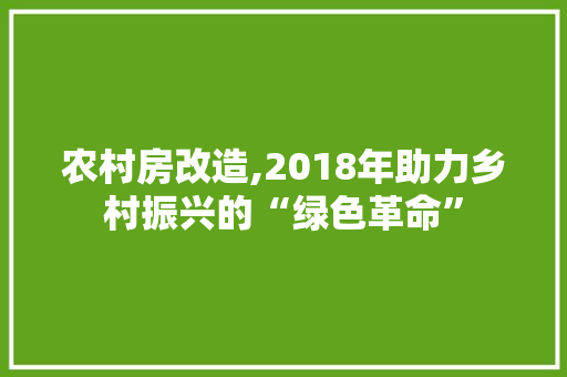 农村房改造,2018年助力乡村振兴的“绿色革命”