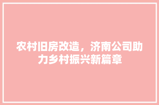 农村旧房改造，济南公司助力乡村振兴新篇章