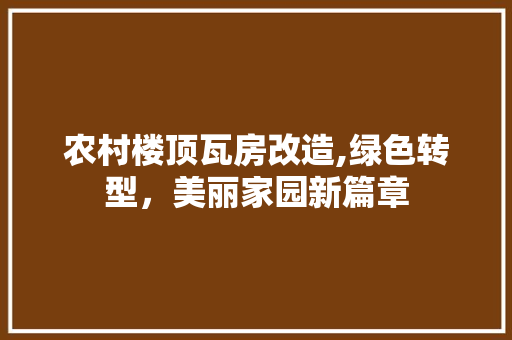 农村楼顶瓦房改造,绿色转型，美丽家园新篇章 二手房