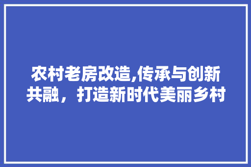 农村老房改造,传承与创新共融，打造新时代美丽乡村