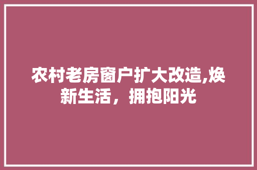 农村老房窗户扩大改造,焕新生活，拥抱阳光