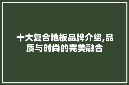 十大复合地板品牌介绍,品质与时尚的完美融合 家居装饰
