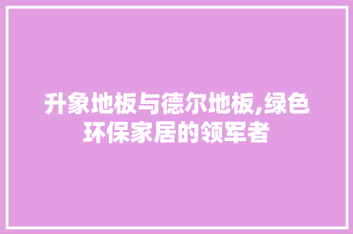 升象地板与德尔地板,绿色环保家居的领军者 买房须知