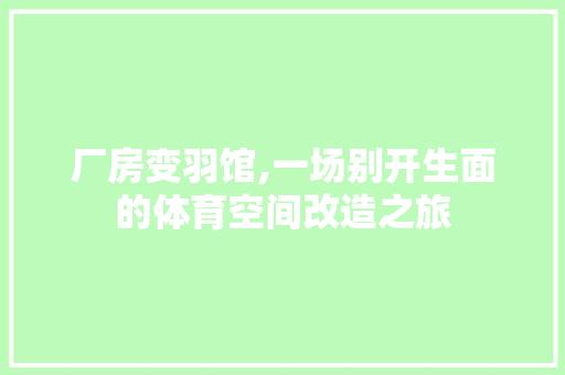 厂房变羽馆,一场别开生面的体育空间改造之旅