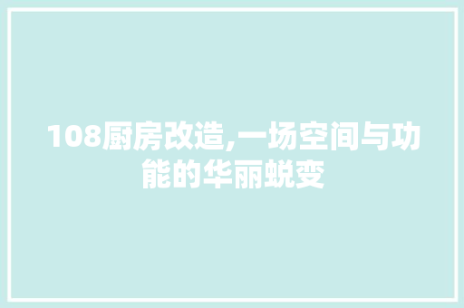 108厨房改造,一场空间与功能的华丽蜕变