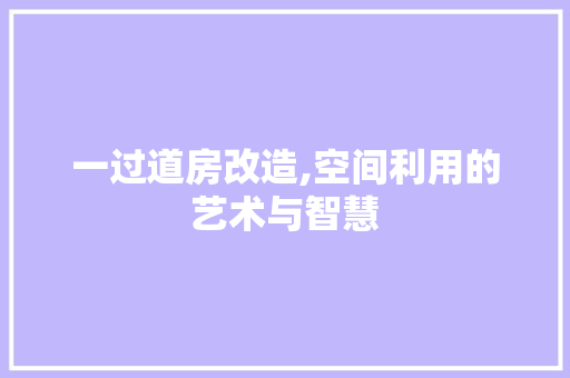 一过道房改造,空间利用的艺术与智慧