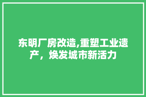 东明厂房改造,重塑工业遗产，焕发城市新活力