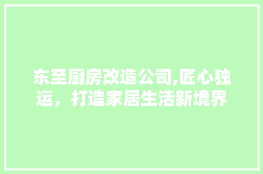 东至厨房改造公司,匠心独运，打造家居生活新境界