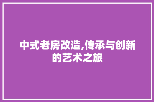 中式老房改造,传承与创新的艺术之旅