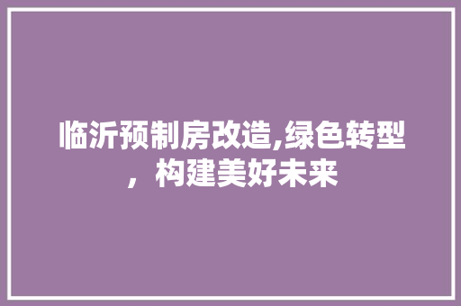 临沂预制房改造,绿色转型，构建美好未来