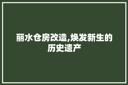 丽水仓房改造,焕发新生的历史遗产，丽水仓库。