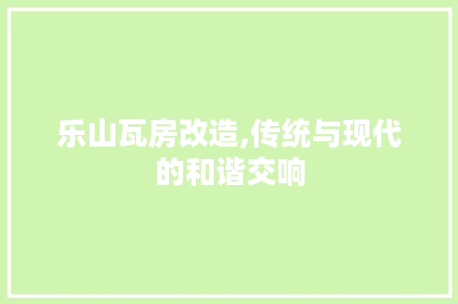 乐山瓦房改造,传统与现代的和谐交响