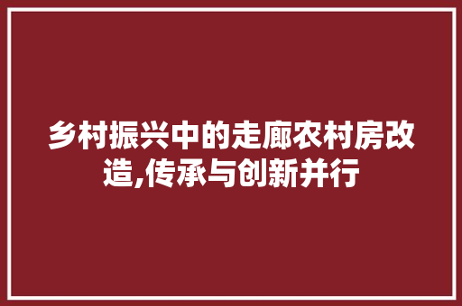 乡村振兴中的走廊农村房改造,传承与创新并行 家居装饰