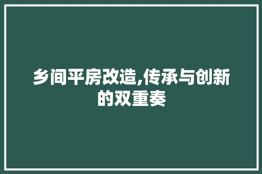 乡间平房改造,传承与创新的双重奏 装修知识