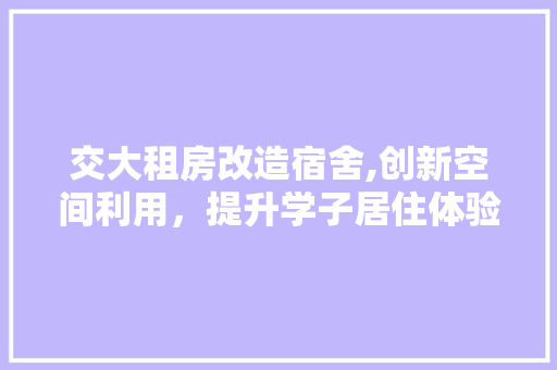 交大租房改造宿舍,创新空间利用，提升学子居住体验 买房须知