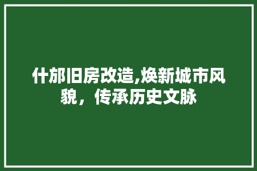 什邡旧房改造,焕新城市风貌，传承历史文脉
