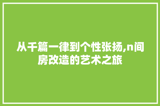 从千篇一律到个性张扬,n间房改造的艺术之旅 二手房