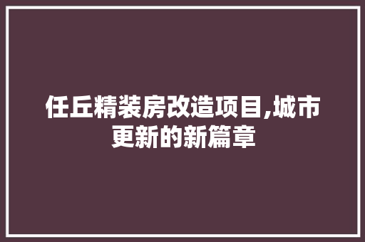 任丘精装房改造项目,城市更新的新篇章