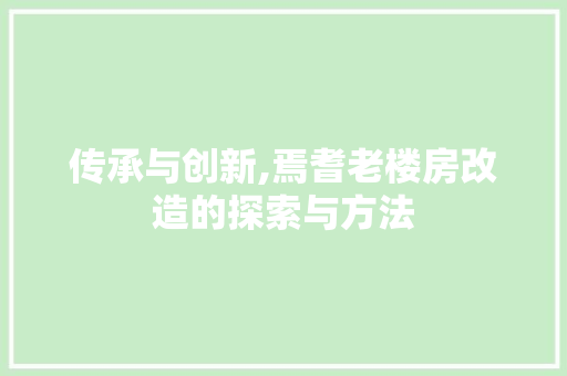传承与创新,焉耆老楼房改造的探索与方法