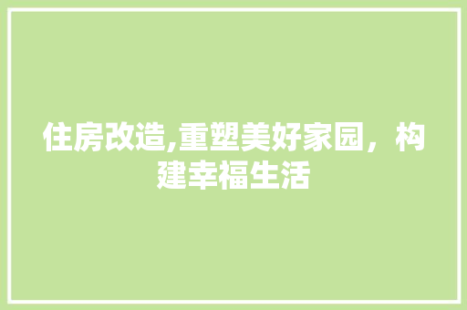 住房改造,重塑美好家园，构建幸福生活 装修知识