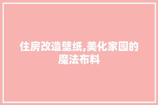 住房改造壁纸,美化家园的魔法布料
