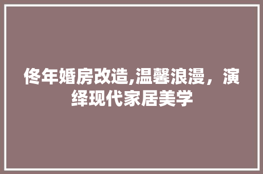 佟年婚房改造,温馨浪漫，演绎现代家居美学 装修知识