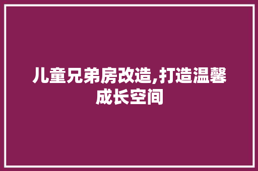 儿童兄弟房改造,打造温馨成长空间 装修知识