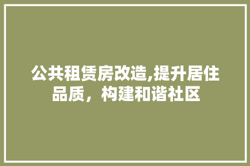 公共租赁房改造,提升居住品质，构建和谐社区 家居装饰