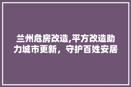兰州危房改造,平方改造助力城市更新，守护百姓安居乐业