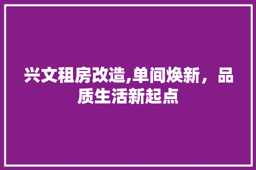 兴文租房改造,单间焕新，品质生活新起点