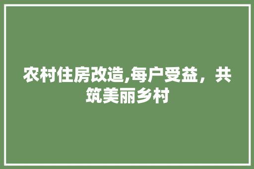 农村住房改造,每户受益，共筑美丽乡村 装修知识