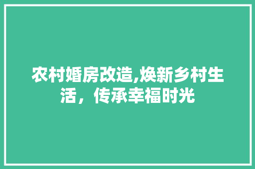 农村婚房改造,焕新乡村生活，传承幸福时光
