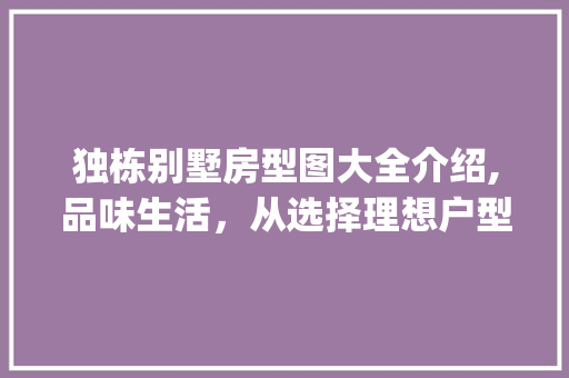 独栋别墅房型图大全介绍,品味生活，从选择理想户型开始_独栋别墅房型图大全