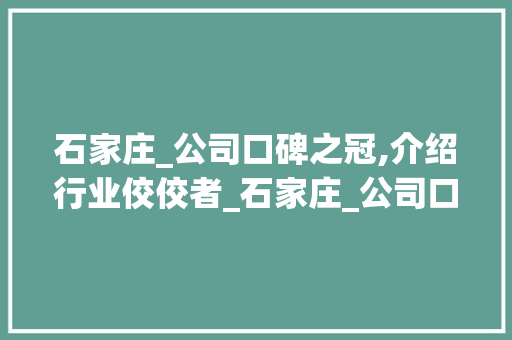石家庄_公司口碑之冠,介绍行业佼佼者_石家庄_公司口碑最好的是哪家 家居设计