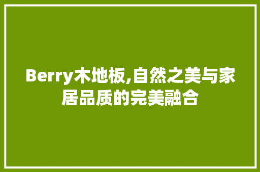 Berry木地板,自然之美与家居品质的完美融合 装修知识
