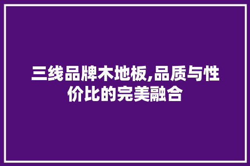三线品牌木地板,品质与性价比的完美融合