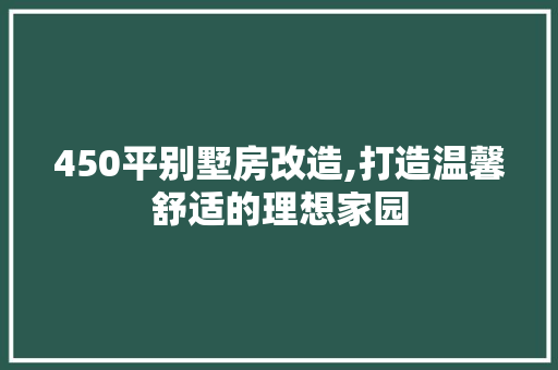 450平别墅房改造,打造温馨舒适的理想家园