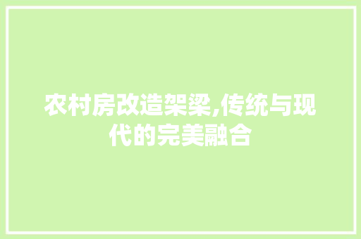 农村房改造架梁,传统与现代的完美融合