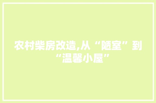 农村柴房改造,从“陋室”到“温馨小屋” 家居设计