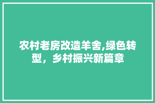 农村老房改造羊舍,绿色转型，乡村振兴新篇章