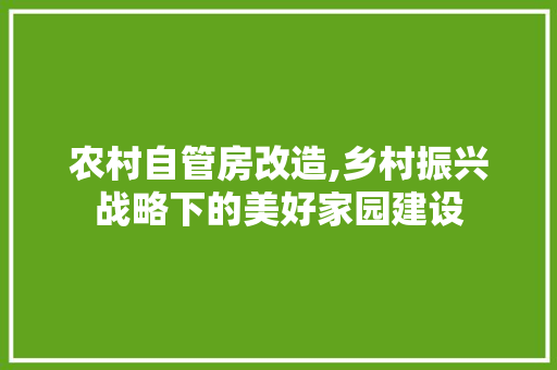 农村自管房改造,乡村振兴战略下的美好家园建设，自管房拆迁补偿。