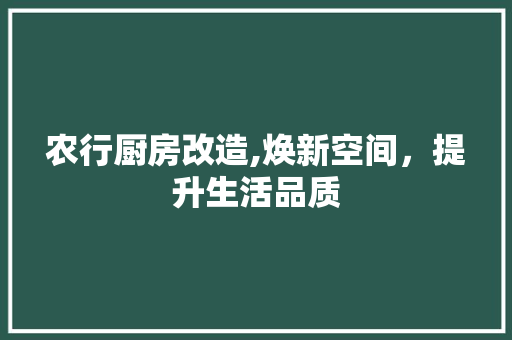 农行厨房改造,焕新空间，提升生活品质