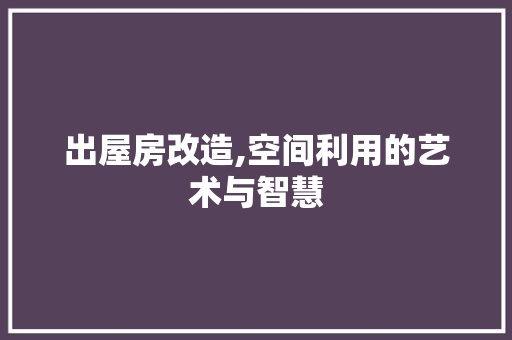 出屋房改造,空间利用的艺术与智慧 买房须知