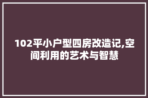 102平小户型四房改造记,空间利用的艺术与智慧 买房须知