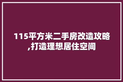 115平方米二手房改造攻略,打造理想居住空间，51平二手房改造多少钱。
