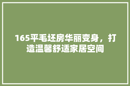 165平毛坯房华丽变身，打造温馨舒适家居空间 家居装饰