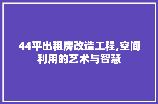 44平出租房改造工程,空间利用的艺术与智慧