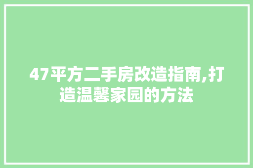 47平方二手房改造指南,打造温馨家园的方法