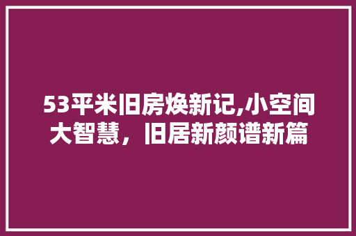 53平米旧房焕新记,小空间大智慧，旧居新颜谱新篇